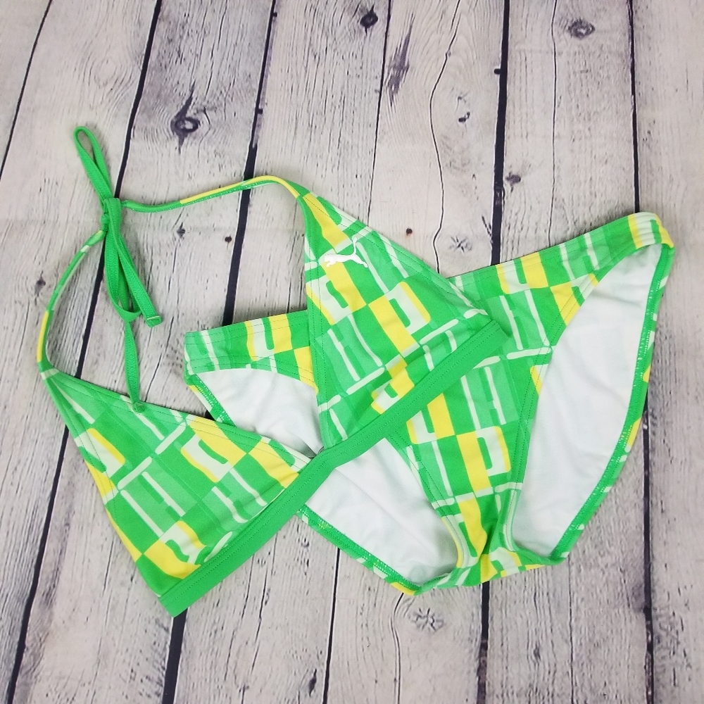 PUMA | geometric pattern halter triangle bikini
